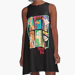 Disney Phineas Ferb Character A-Line Dress