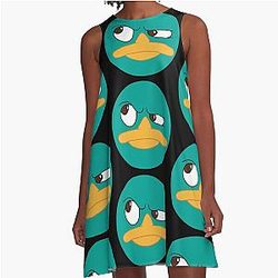 Perry the Platypus Phineas and Ferb A Line Dress