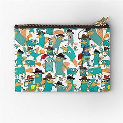 Perry the Platypus Phineas and Ferb Collage Pattern Design Zipper Pouch