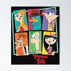 Disney Phineas and Ferb Character Collage Poster