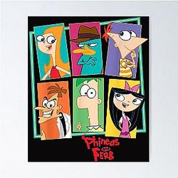 Disney Phineas Ferb Character Collage Poster