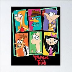 Disney Phineas Ferb Character Collage Poster