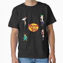 Vintage Phineas and Ferb Stickers For Music Fan Classic T-Shirt