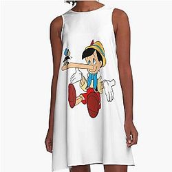 Jiminy Cricket angry with Pinocchio A Line Dress