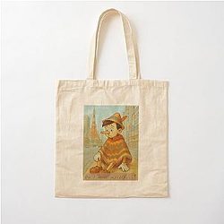 Pinocchio wearing a poncho in Tokyo. RM Mono inspired Cotton Tote Bag