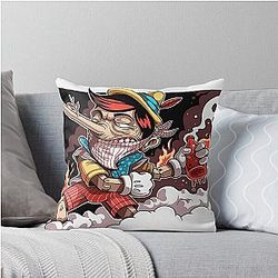 Pinocchio the arsonist throw pillow