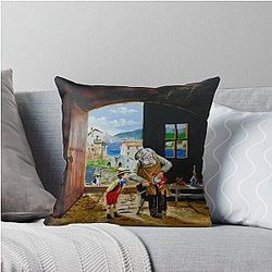 Pinocchio and Geppetto Throw Pillow