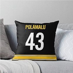 Troy Polamalu Pittsburgh Steelers Throw Pillow
