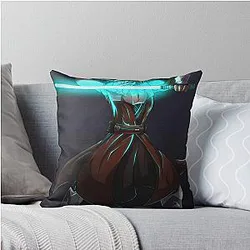 Plo Koon with Blue Lightsaber Throw Pillow