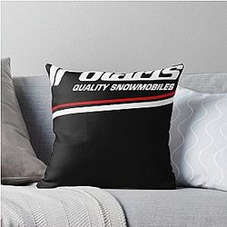 Vintage Polaris Snowmobile USA Throw Pillow