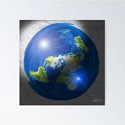 Flat Earth with Sun Moon & Polaris Poster