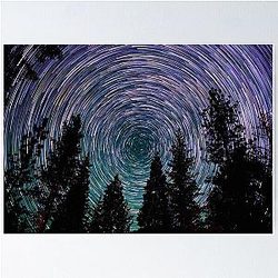 Polaris Star Trails Over Forest in King Canyon Poster