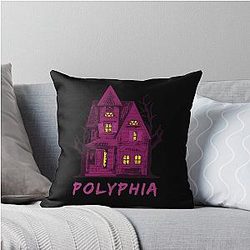 Polyphia Merchandise Polyphia Band With A Haunted House Throw Pillow