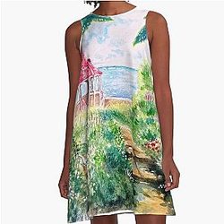 Porco Rosso A-Line Watercolor Dress