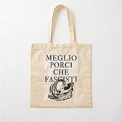 I'd Rather Be a Pig Than a Fascist - Porco Rosso Cotton Tote Bag