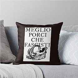 Meglio I'd Rather Be a Pig than a Fascist - Porco Rosso Throw Pillow