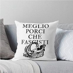 I'd rather be a pig than a fascist - Porco Rosso Throw Pillow