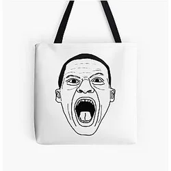 Russell Westbrook Primal Scream Face of Fury Black White Minimalist Design All Over Print Tote Bag