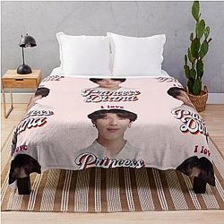 Princess Diana Jungkook Kpop Retro Meme Throw Blanket