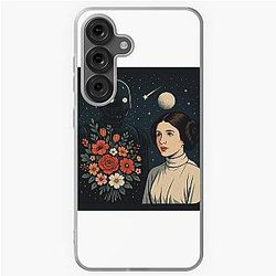 Robot offers flowers to Princess Leia Samsung Galaxy Case