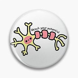 Reach Your Potential - Cute Neuron - Psychology Design Pin