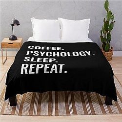 Coffee Psychology Sleep Repeat Throw Blanket
