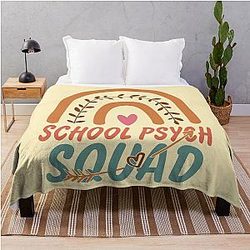 School Psych Squad Rainbow Quote Gift Idea for Men and Women - Funny School Psych Throw Blanket