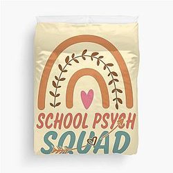 School Psych Squad Rainbow Gift Idea for Men and Women Funny Duvet Cover