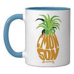 Vintage Psychic Pineapple Ceramic Mug Blue/White