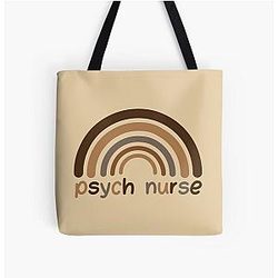 Psych Nurse Rainbow Mental Health Nurse and Care Worker Gift All Over Print Tote Bag