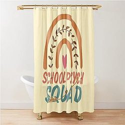 School Psych Squad Rainbow Gift Idea for Men and Women Funny Psych Shower Curtain