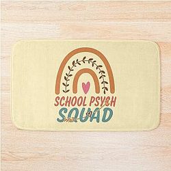 School Psych Squad Rainbow Quote Gift For Men and Women Funny School Psych Bath Mat