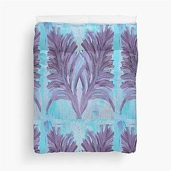 Painted Purple Leaves Duvet Cover