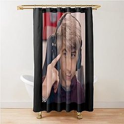 Purple face reveal shower curtain