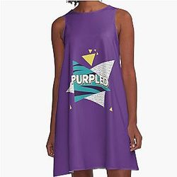 Purple Retro Gamer Art A-Line Dress