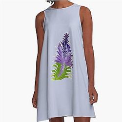 Purple Plant A-Line Dress