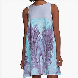 Painted Purple Leaves A-Line Dress