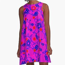Purple boho abstract pattern A-Line Dress