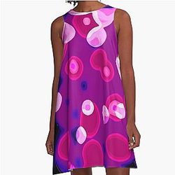 Purple Soul Groove Abstract Landscape A-Line Dress