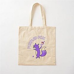 Purple Fox Cotton Tote Bag