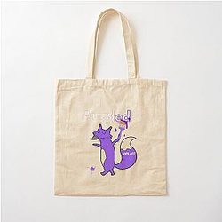 Cool Purple Fox Cotton Tote Bag