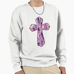 Pink Purple Cross Pullover Sweatshirt