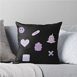Purple stickers Throw Pillow