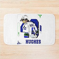Quinn Hughes Hockey Player Design Bath Mat