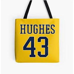 Quinn Hughes Michigan All Over Print Tote Bag
