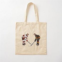 Jack and Quinn Hughes Face Off Illustration Cotton Tote Bag