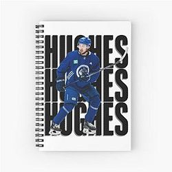 Quinn Hughes Canucks Hockey Shirt Notebook