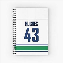 Vancouver Canucks Quinn Hughes Away Jersey Spiral Notebook