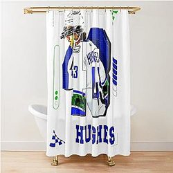 Quinn Hughes Hockey Player Shower Curtain