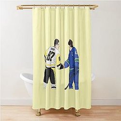 Quinn Hughes and Sidney Crosby Shower Curtain